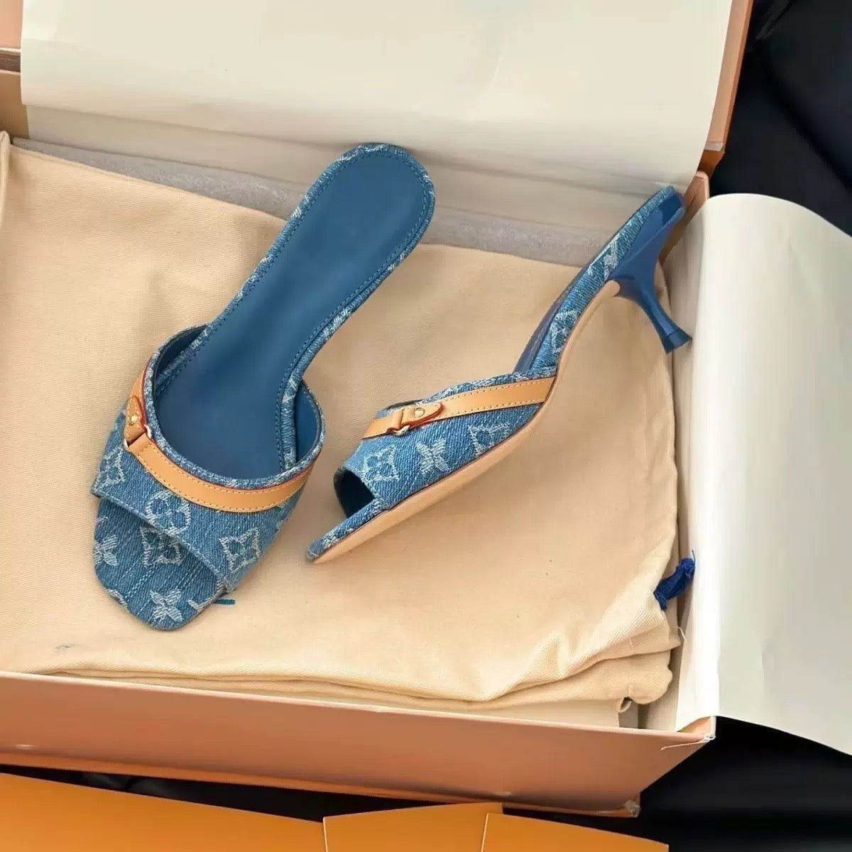 Monogram Kitten Heels