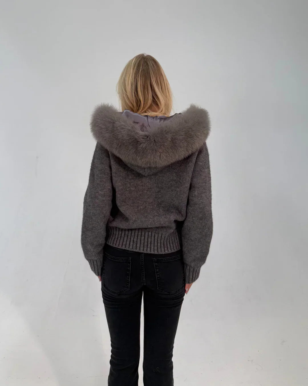 Fur Jacket Satin - Gray