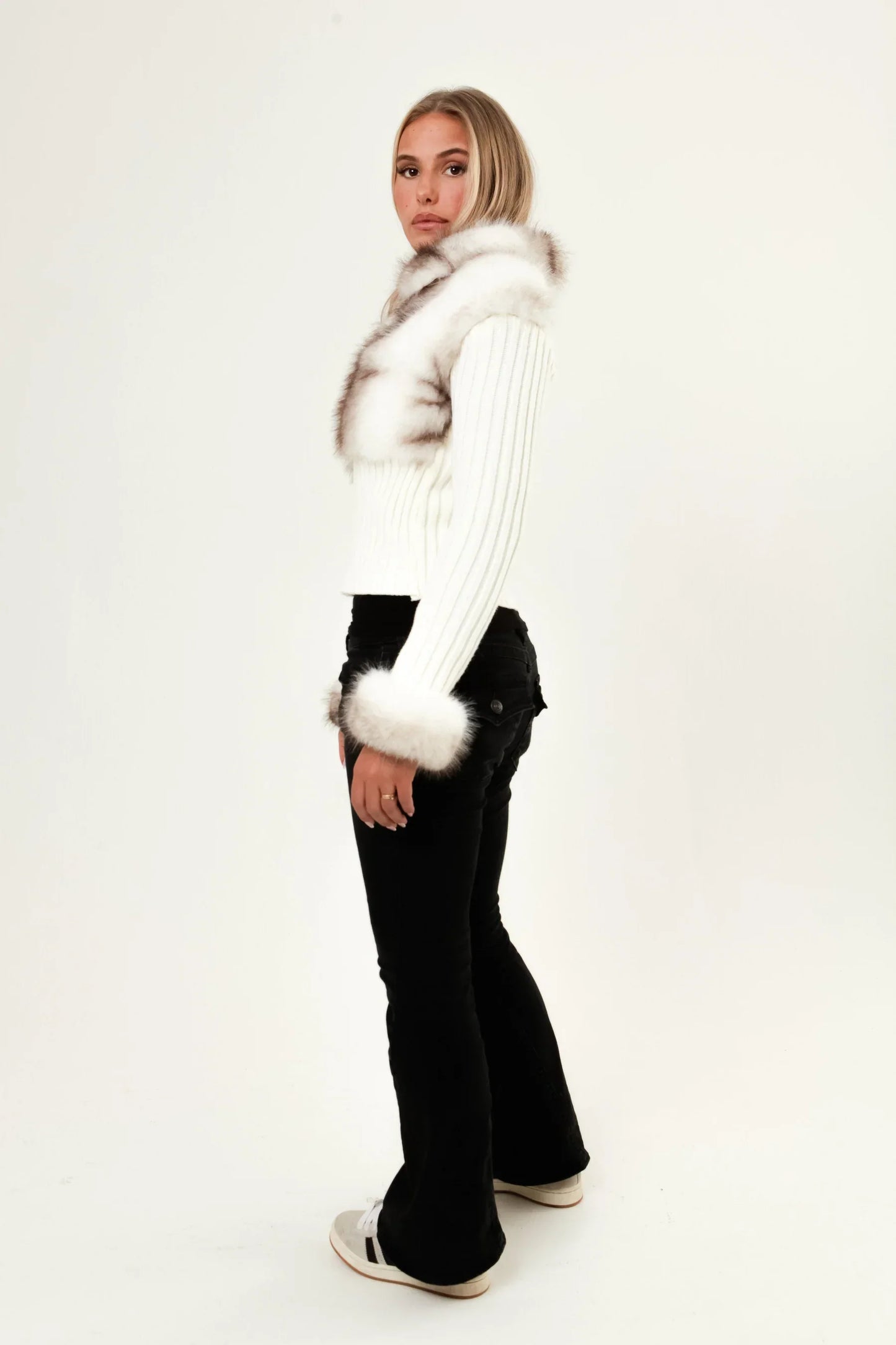 Ivory Fur Cardigan - White