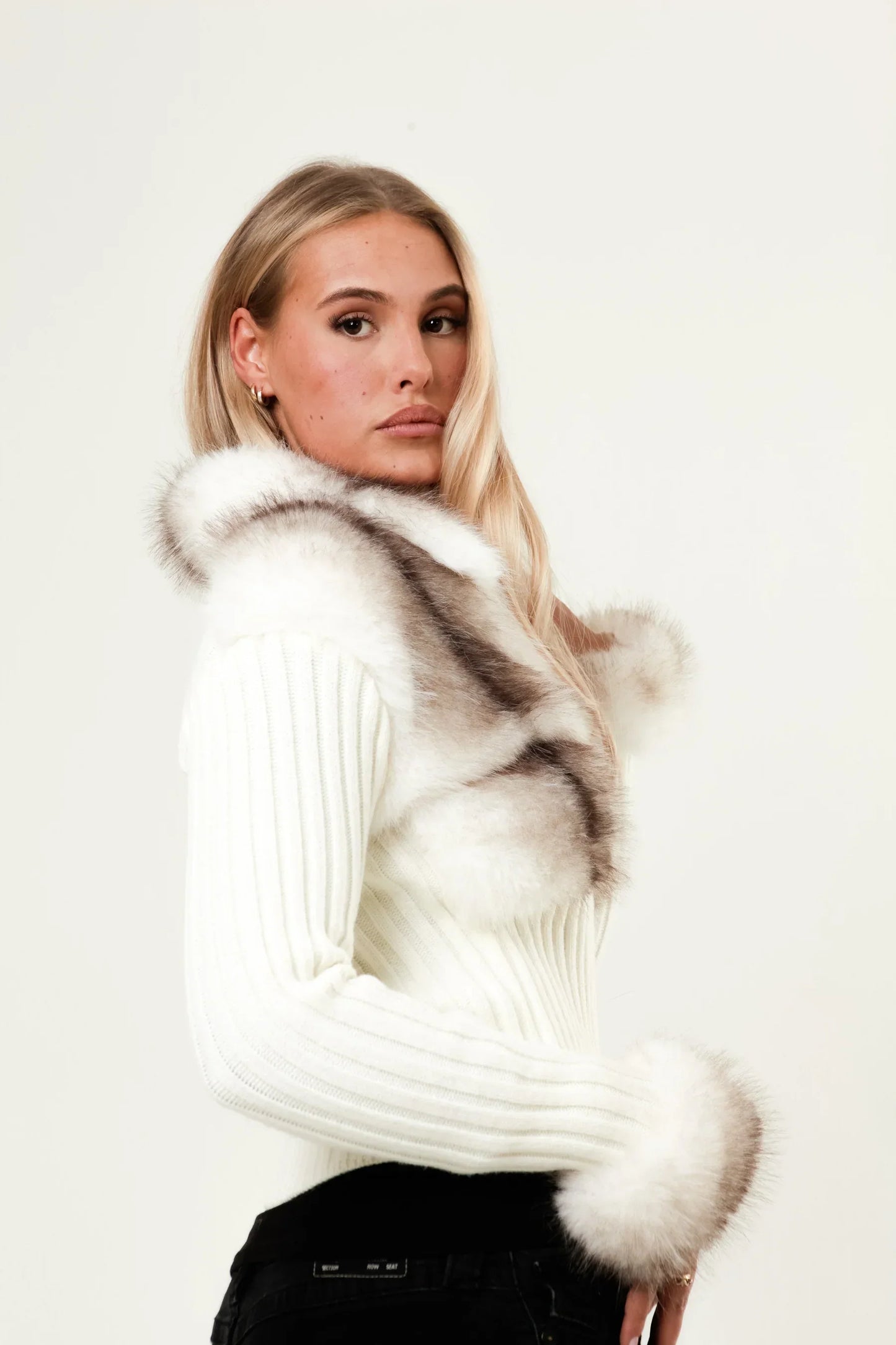 Ivory Fur Cardigan - White