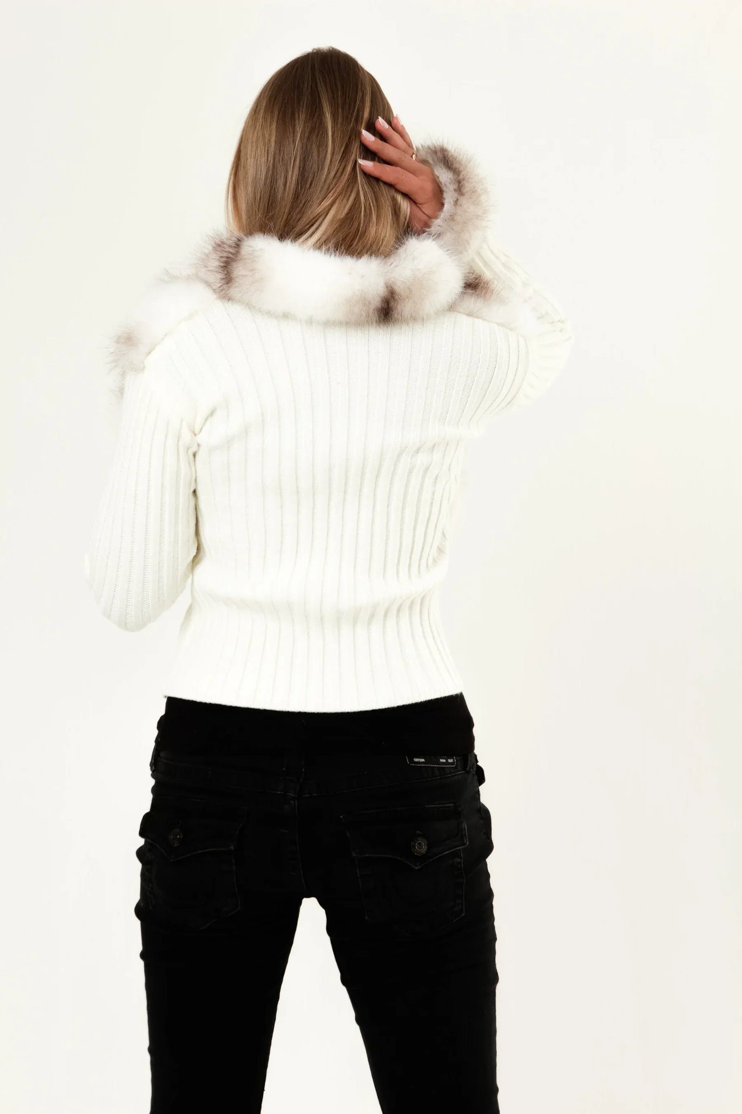 Ivory Fur Cardigan - White