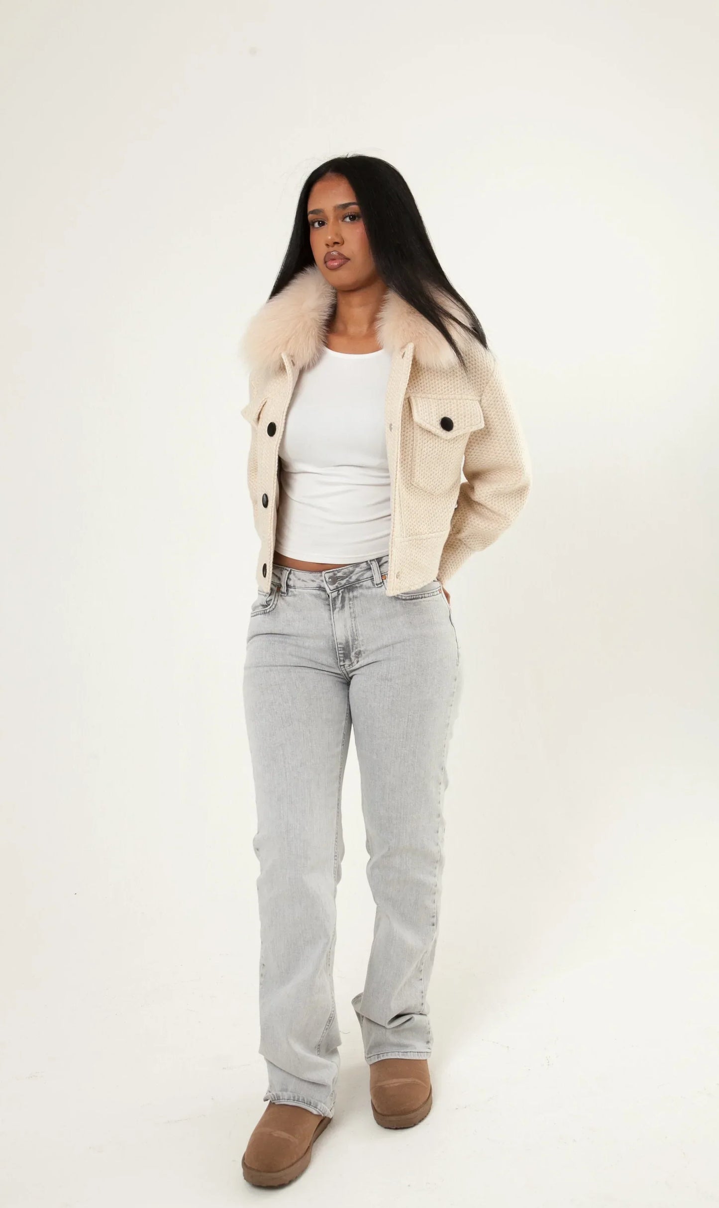 Button Up Wool Jacket - Off White