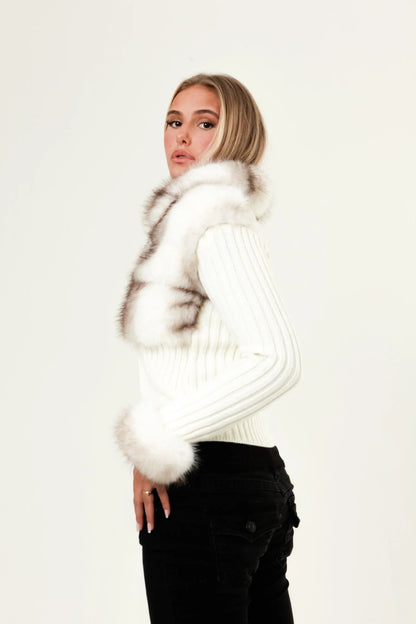 Ivory Fur Cardigan - White
